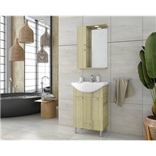 Έπιπλο μπάνιου σετ με νιπτήρα και καθρέπτη με ντουλάπι DROP Ritmo 55 Natural Oak