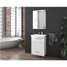 Έπιπλο μπάνιου σετ με νιπτήρα και καθρέπτη με ντουλάπι DROP Ritmo 55 White
