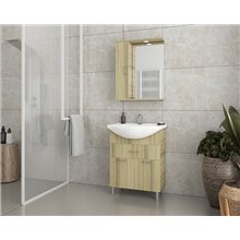 Έπιπλο μπάνιου σετ με νιπτήρα και καθρέπτη με ντουλάπι DROP Ritmo 65 Natural Oak