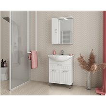 Έπιπλο μπάνιου σετ με νιπτήρα και καθρέπτη με ντουλάπι DROP Ritmo 65 White