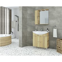 Έπιπλο μπάνιου σετ με νιπτήρα και καθρέπτη με ντουλάπι DROP Ritmo 75 Natural Oak