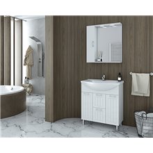 Έπιπλο μπάνιου σετ με νιπτήρα και καθρέπτη με ντουλάπι DROP Ritmo 75 White