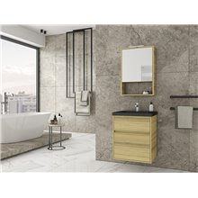 Έπιπλο μπάνιου σετ με νιπτήρα και καθρέπτη με ντουλάπι DROP Instinct 55 Natural Oak-BL