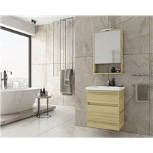 Έπιπλο μπάνιου σετ με νιπτήρα και καθρέπτη με ντουλάπι DROP Instinct 55 Natural Oak