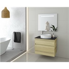 Έπιπλο μπάνιου σετ με νιπτήρα και καθρέπτη led DROP Instinct 80 Natural Oak Top-2