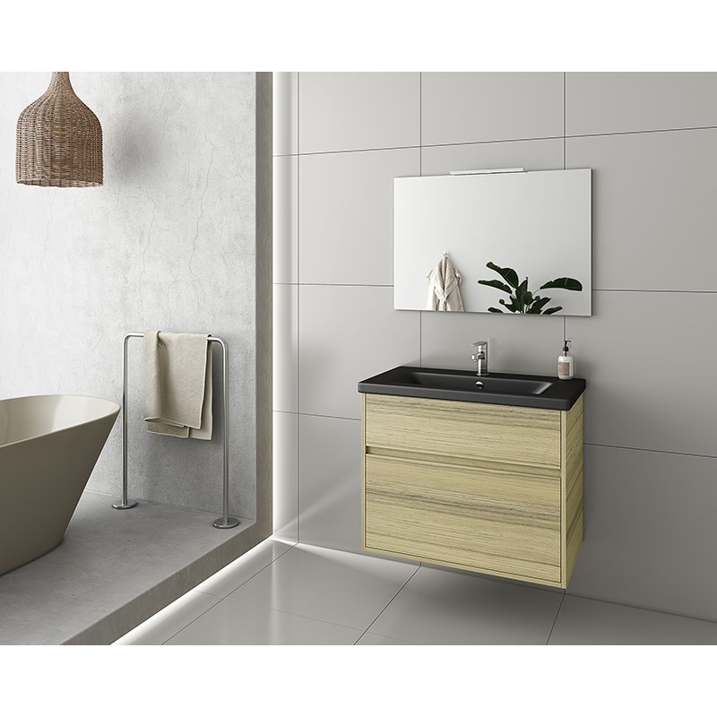 Έπιπλο μπάνιου σετ με νιπτήρα και καθρέπτη απλό DROP Instinct 80 Natural Oak BL-1
