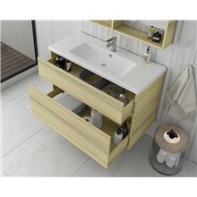 Έπιπλο μπάνιου σετ με νιπτήρα και καθρέπτη απλό DROP Instinct 80 Natural Oak BL-1