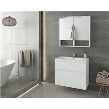 Έπιπλο μπάνιου σετ με νιπτήρα και καθρέπτη με ντουλάπι DROP Instinct 80 White