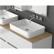 Έπιπλο μπάνιου σετ με νιπτήρα και καθρέπτη με ντουλάπι DROP LUXUS 140 Λευκό