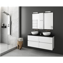 Έπιπλο μπάνιου σετ με νιπτήρα και καθρέπτη με ντουλάπι DROP LUXUS 120 White Top 
