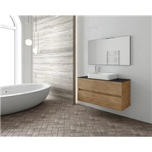 Έπιπλο μπάνιου σετ με νιπτήρα και καθρέπτη απλό DROP LUXUS 100 PL Wood Top-1