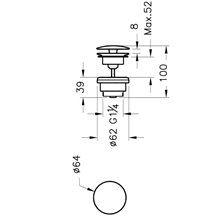 Βαλβίδα νιπτήρος κλίκ με υπερχείλιση VITRA A4514934 Brushed Nickel