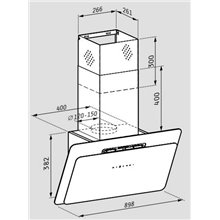 Απορροφητήρας - Επιτοίχια καμινάδα PYRAMIS VETRIO 60 cm Λευκό κρύσταλλο 065039201
