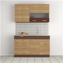 Κουζίνα Alina Σετ 2-8 (Με δυνατότητα επέκτασης) Σονόμα-Μόκκα. Σετ 5 κουτιών για κουζίνα, 140 cm πάνω 140 cm κάτω SO-ALINASET2-8