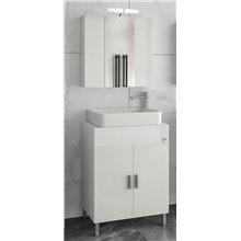 Έπιπλο μπάνιου σετ με νιπτήρα και καθρέπτη με ντουλάπι DROP ROMA 60 TOP White