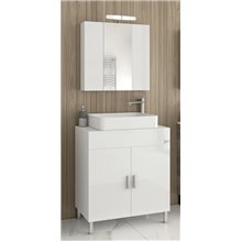 Έπιπλο μπάνιου σετ με νιπτήρα και καθρέπτη με ντουλάπι DROP ROMA 70 TOP White