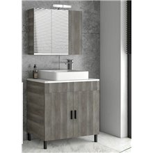 Έπιπλο μπάνιου σετ με νιπτήρα και καθρέπτη με ντουλάπι DROP ROMA 80 TOP Gray