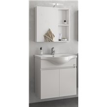 Έπιπλο μπάνιου σετ με νιπτήρα και καθρέπτη με ντουλάπι DROP FIORE 65 White